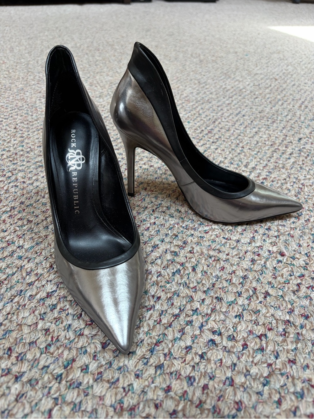 Rock & Republic Metallic Gunmetal Pointed-Toe Stiletto Heels
